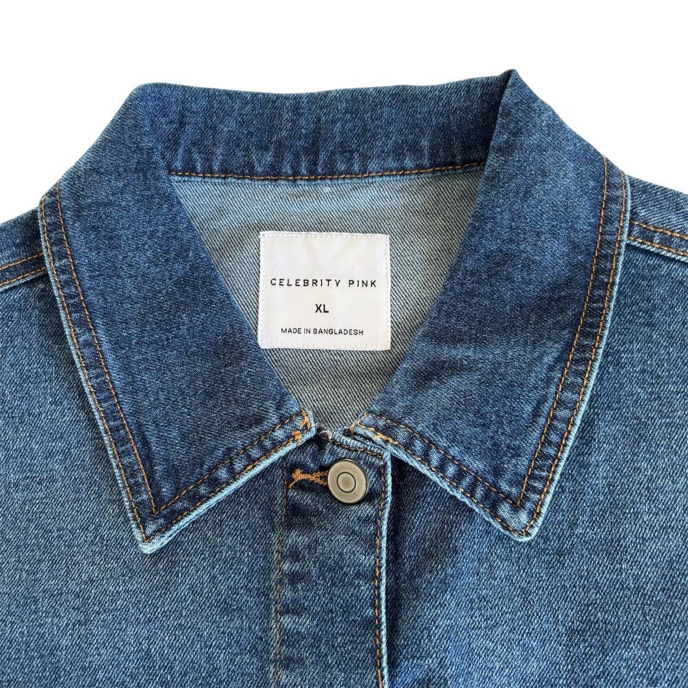 Reworked Apparel Elton John Raw Hem Cropped Denim Vest Women's XL Upcycled - Picture 3 of 6